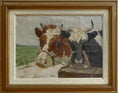 Load image into Gallery viewer, Vintage Art Room Original Oil Painting of Calves From Sweden

