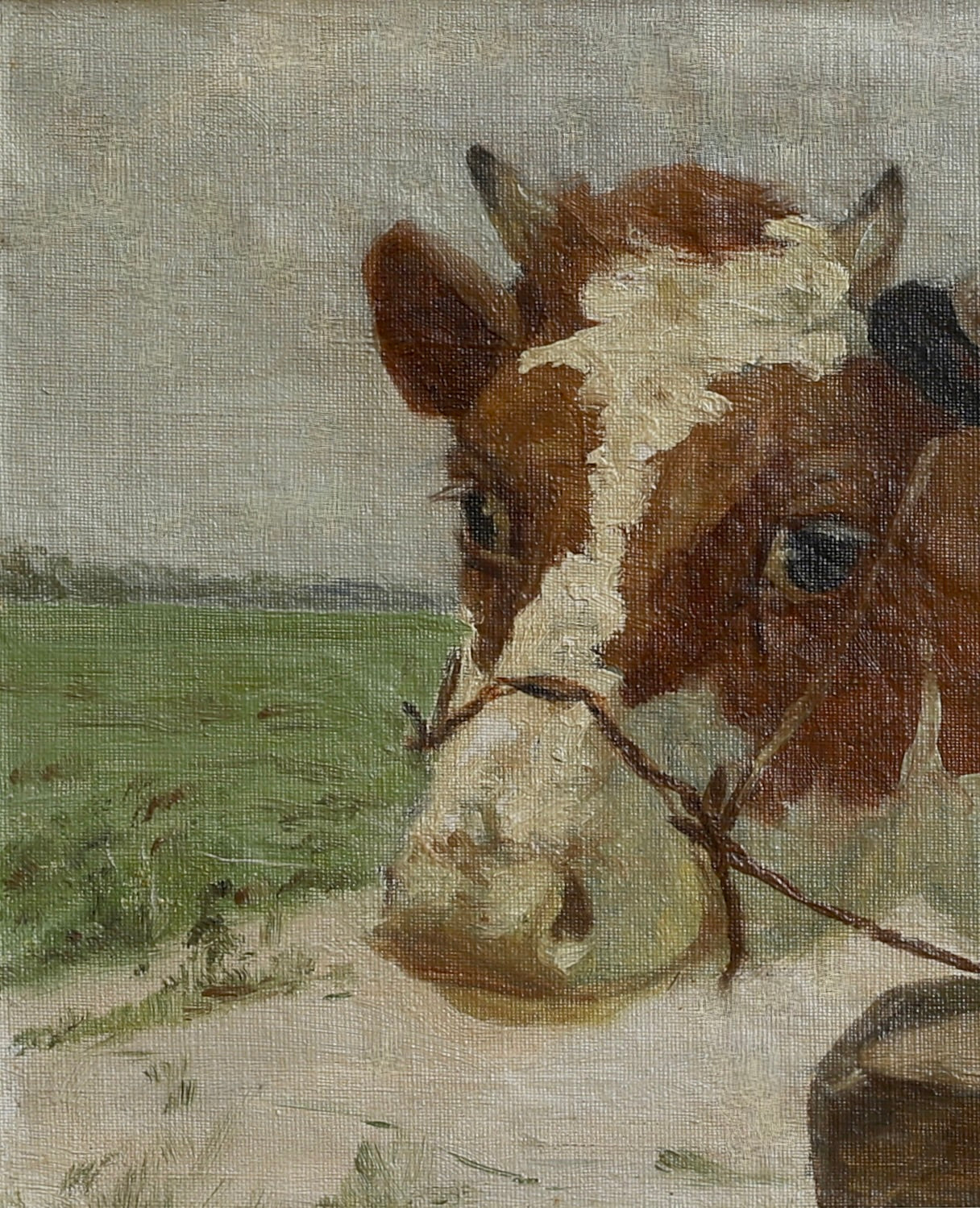 Vintage Art Room Original Oil Painting of Calves From Sweden