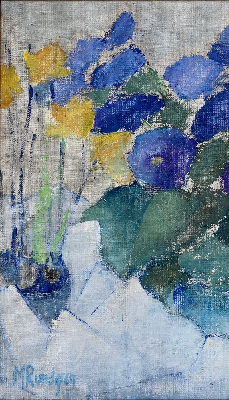 Vintage Art Still Life of Daffodils Original Oil Painting From Sweden