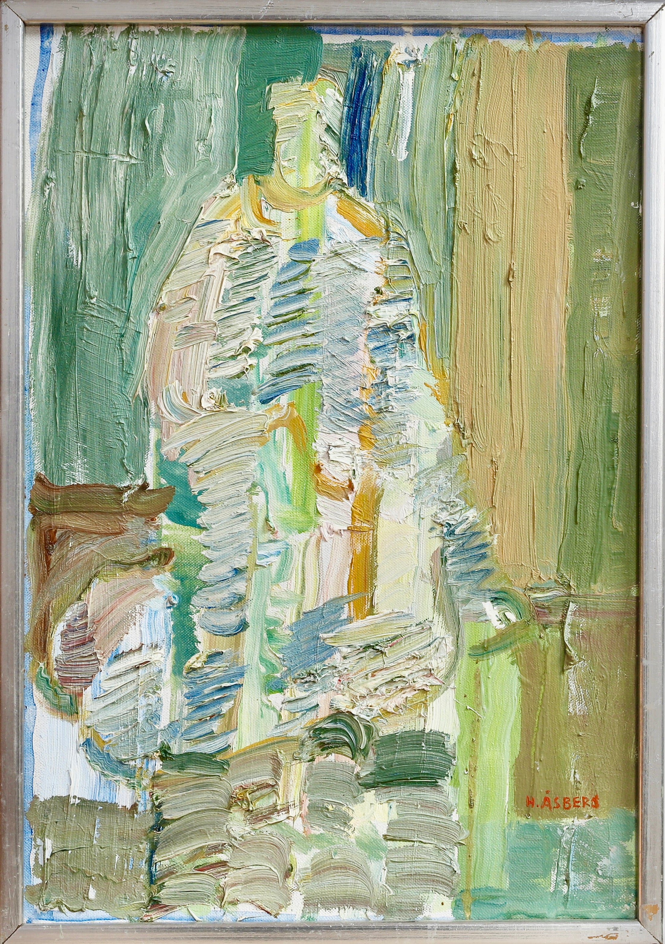 Original Vintage Figurative Oil Painting From Sweden by H Åsberg