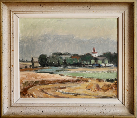 Mid Century Landscape Oil Painting From Sweden by G Isaksson