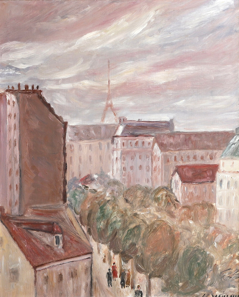 Mid Century Vintage Original Parisian Cityscape Oil Painting