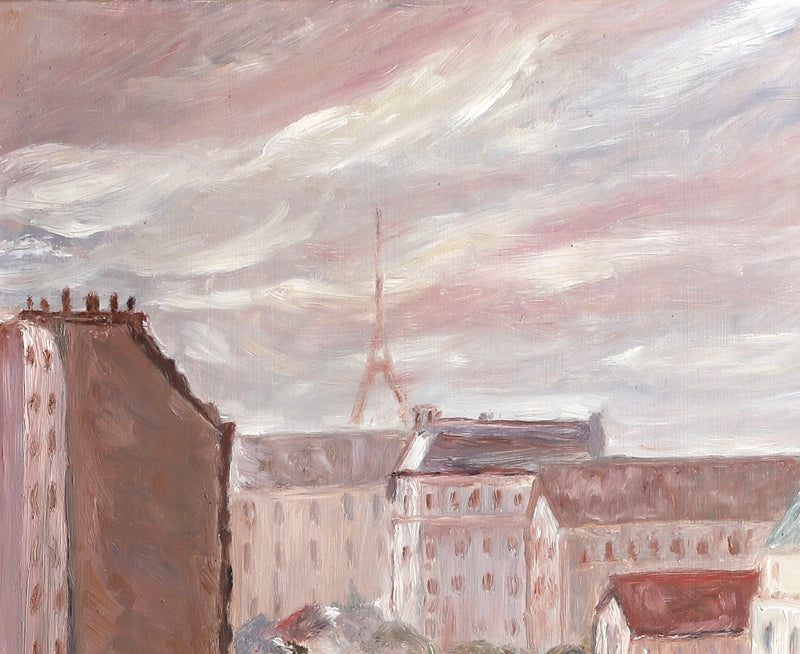 Mid Century Vintage Original Parisian Cityscape Oil Painting
