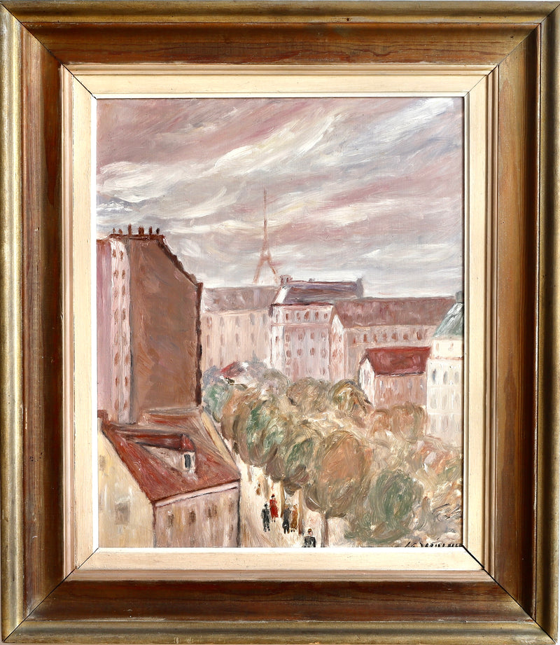 Mid Century Vintage Original Parisian Cityscape Oil Painting