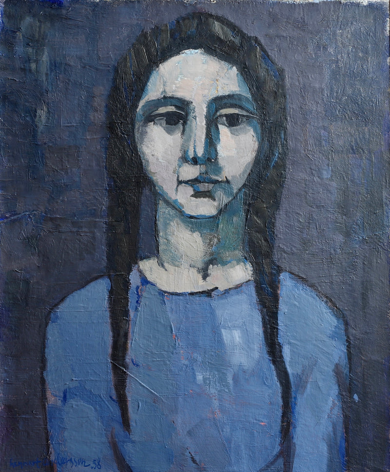 Vintage Art Room Mid Century Portrait from Sweden