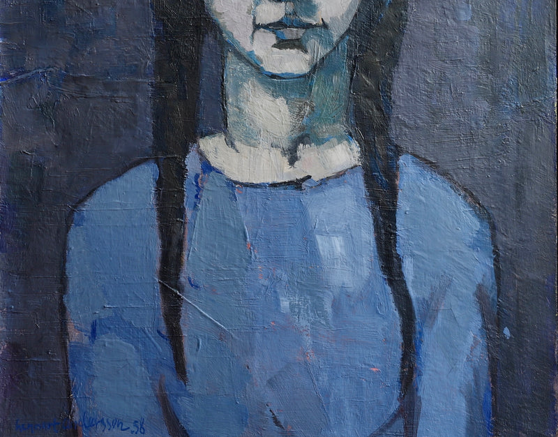 Vintage Art Room Mid Century Portrait from Sweden