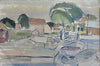 Vintage Original Harbor Oil Painting From Sweden