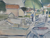 Vintage Original Harbor Oil Painting From Sweden