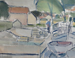 Vintage Original Harbor Oil Painting From Sweden