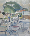 Vintage Original Harbor Oil Painting From Sweden