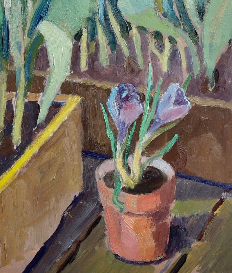Mid Century Vintage Original Garden Oil Painting From Sweden