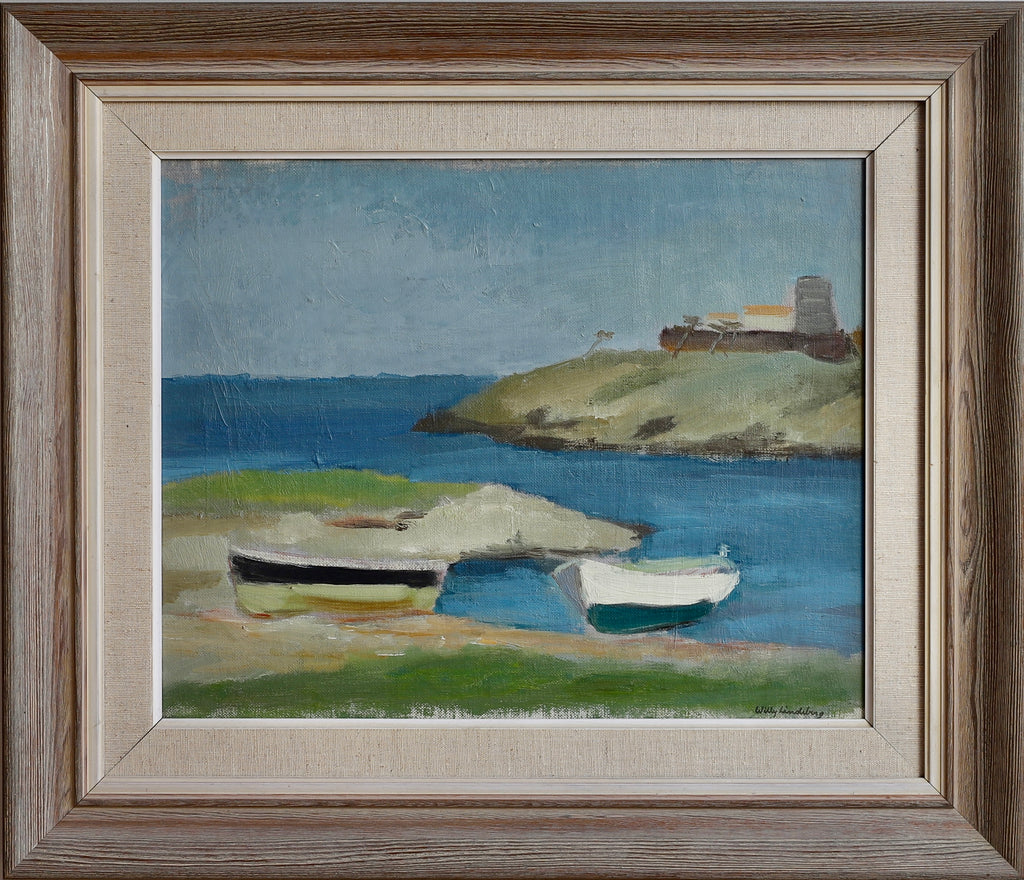 Mid Century Original Coastal Oil Painting From Sweden