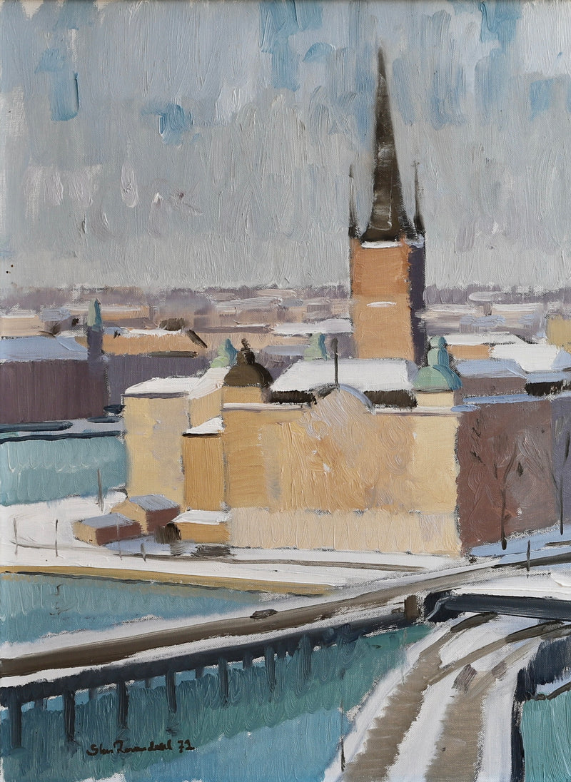 Original Oil Painting Vintage Mid Century From Sweden by S Rosendahl