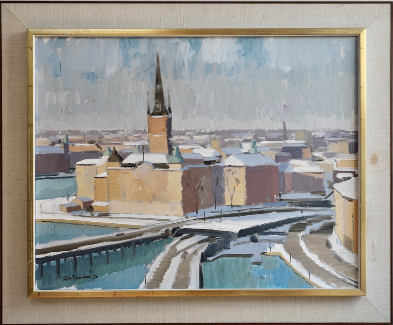 Original Oil Painting Vintage Mid Century From Sweden by S Rosendahl