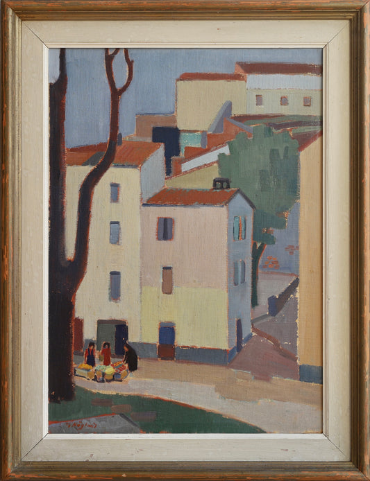 Mid Century Original Painting By G Höglund Sweden