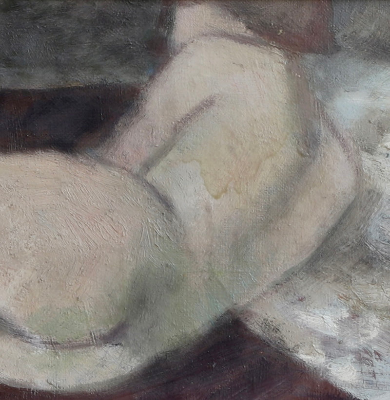 Original Vintage Mid Century Figurative Painting From Sweden