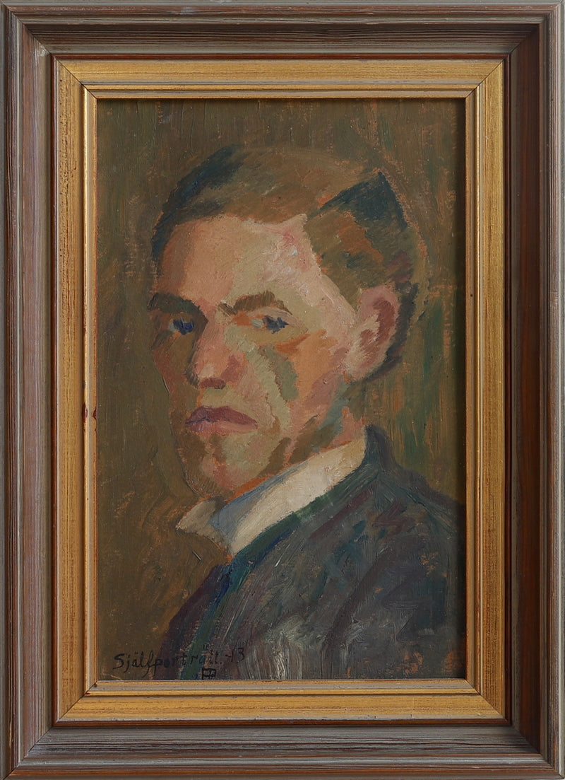 Vintage Art Room Artist Self Portrait from Sweden