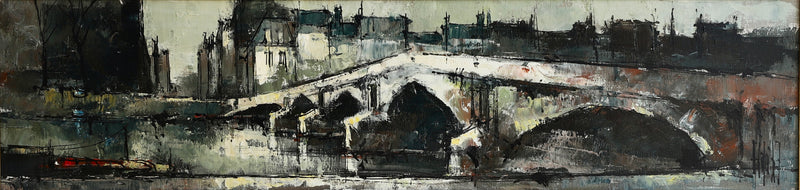 Mid Century Vintage Original Parisian Cityscape Oil Painting