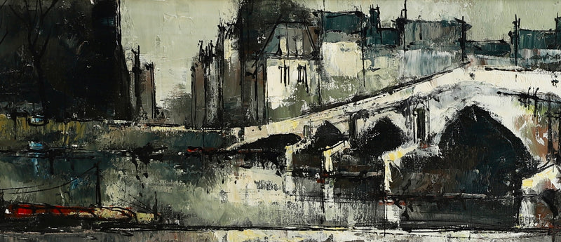 Mid Century Vintage Original Parisian Cityscape Oil Painting