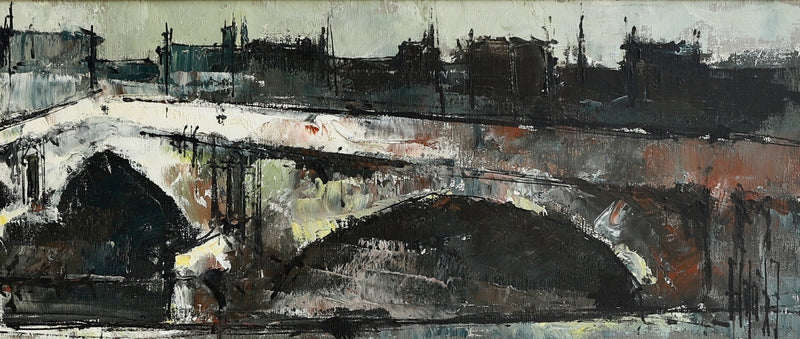 Mid Century Vintage Original Parisian Cityscape Oil Painting