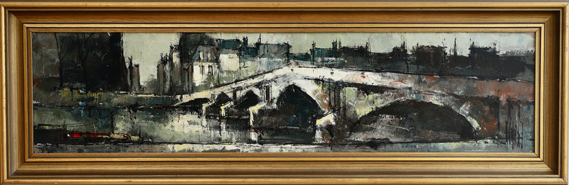 Mid Century Vintage Original Parisian Cityscape Oil Painting