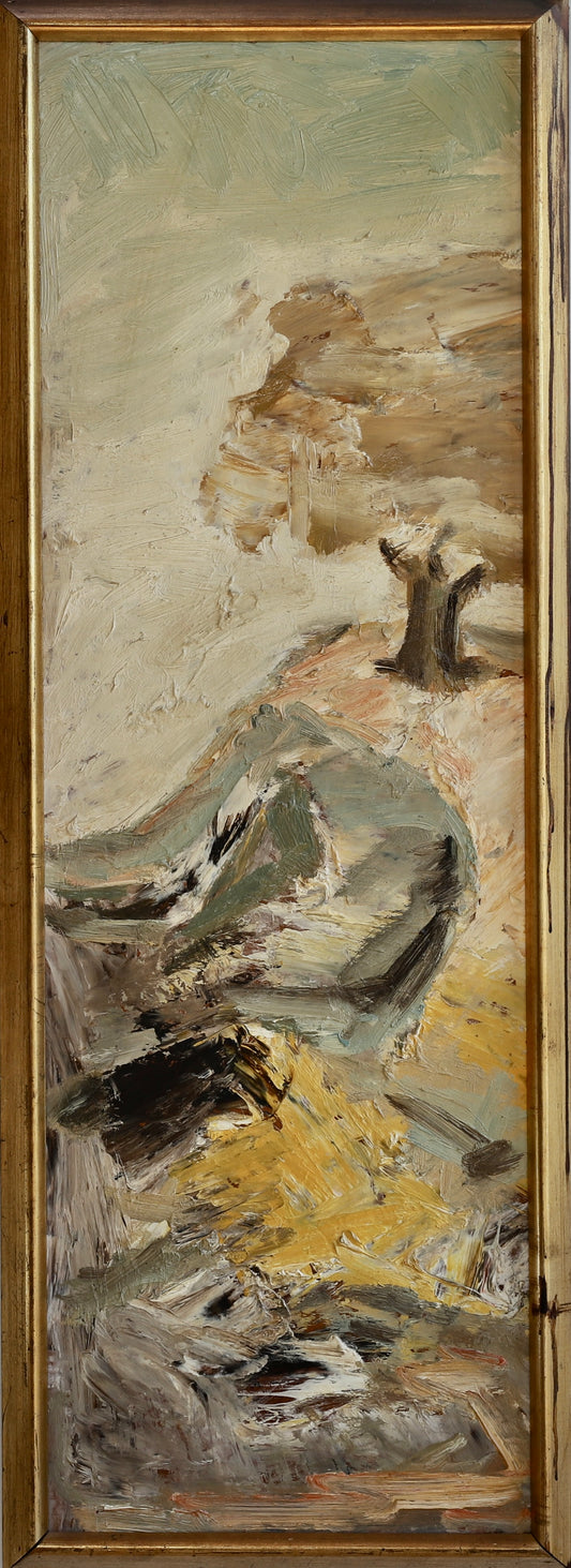 Mid Century Original Abstract Coastal Oil Painting From Sweden