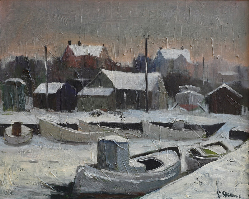 Mid Century Vintage Art Original Oil Painting From Sweden By E Skans