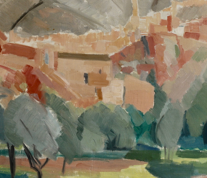Mid Century Vintage Original Landscape Oil Painting From Sweden 1956