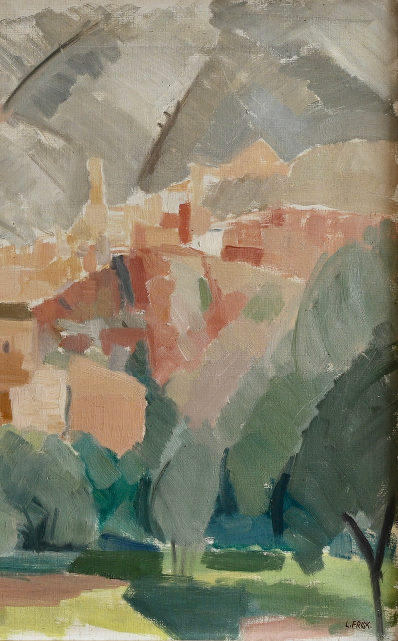 Mid Century Vintage Original Landscape Oil Painting From Sweden 1956