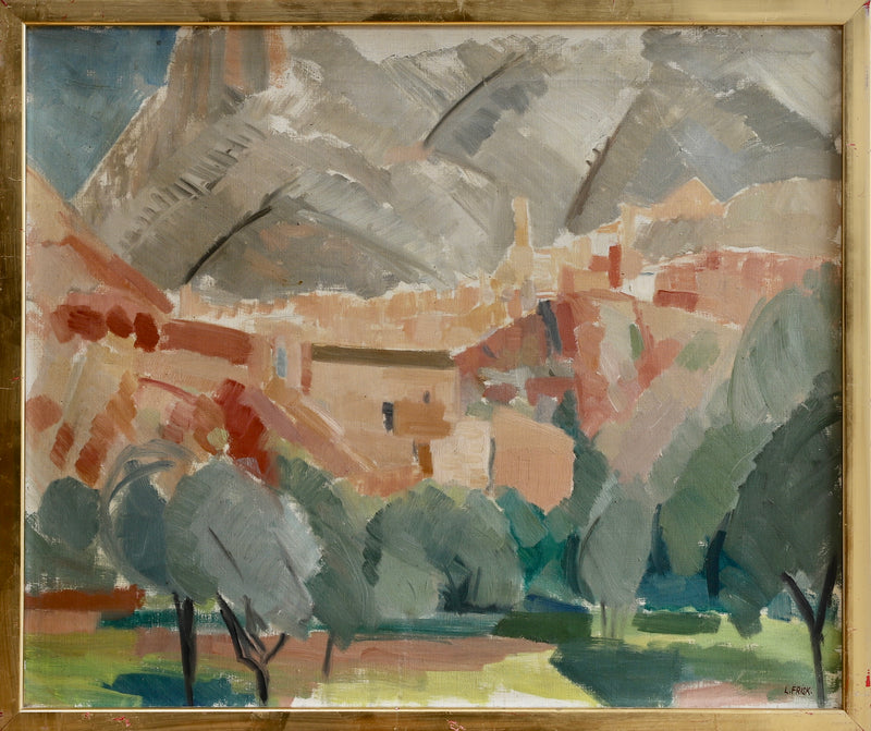 Mid Century Vintage Original Landscape Oil Painting From Sweden 1956
