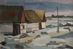 Mid Century Vintage Original Farmhouse Oil Painting from Sweden