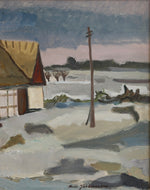 Mid Century Vintage Original Farmhouse Oil Painting from Sweden