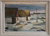 Mid Century Vintage Original Farmhouse Oil Painting from Sweden