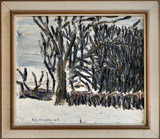 Vintage Art Original Winterscape Oil Painting From Sweden