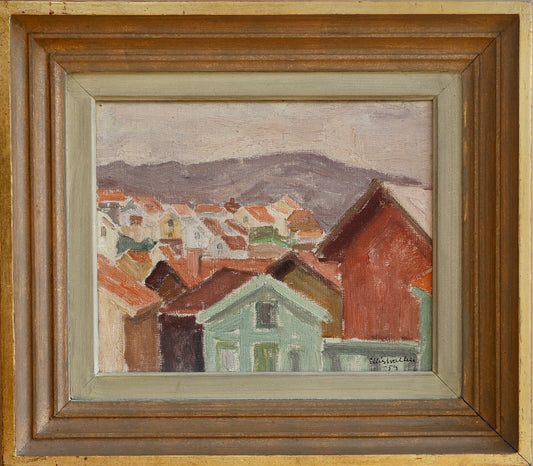 Vintage Art Room Coastal Painting from Sweden