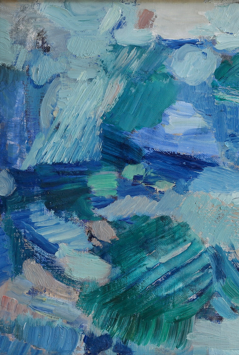Mid Century Original Vintage Abstract Oil Painting from Sweden