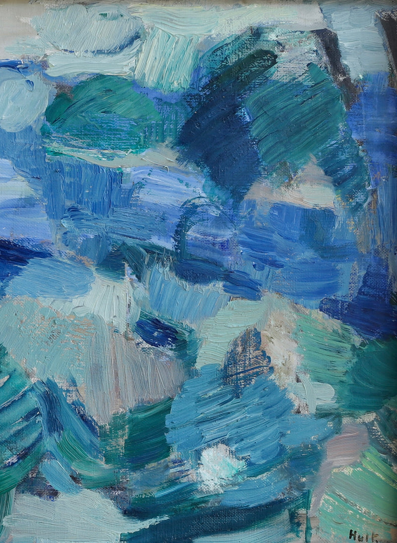 Mid Century Original Vintage Abstract Oil Painting from Sweden