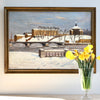Vintage Mid Century Original Cityscape Oil Painting from Sweden