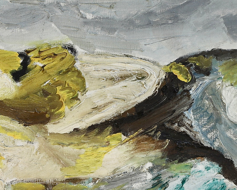 Mid Century Original Vintage Abstract Oil Painting from Sweden