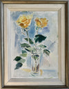 Original Still Life Floral Oil Painting Vintage Mid Century Sweden