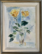 Original Still Life Floral Oil Painting Vintage Mid Century Sweden