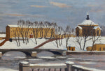 Vintage Mid Century Original Cityscape Oil Painting from Sweden