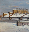 Vintage Mid Century Original Cityscape Oil Painting from Sweden