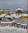 Vintage Mid Century Original Cityscape Oil Painting from Sweden
