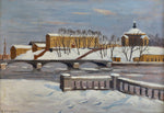 Vintage Mid Century Original Cityscape Oil Painting from Sweden
