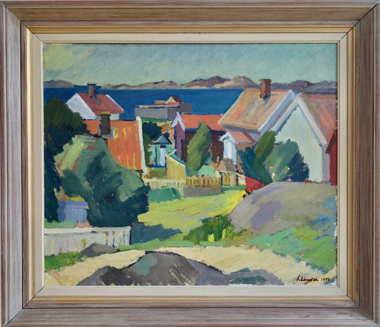 Mid Century Vintage Coastal Painting from Sweden