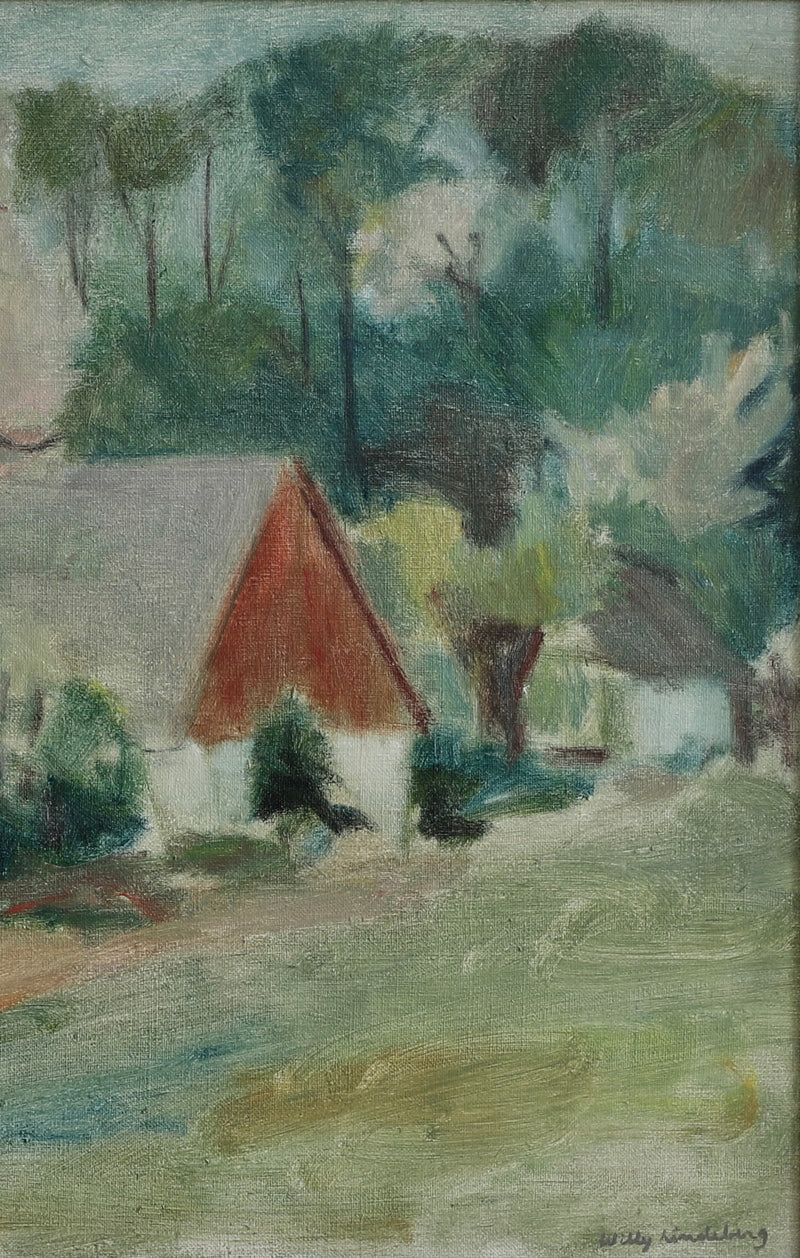 Mid Century Original Vintage Landscape Oil Painting from Sweden
