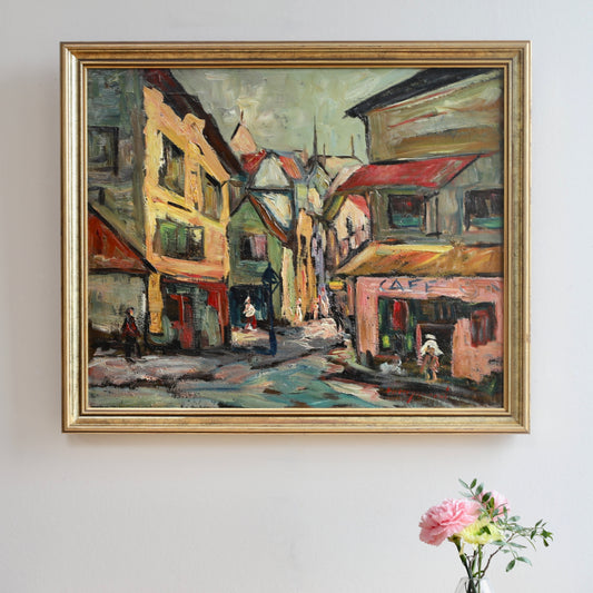 Mid Century Vintage Original Parisian Cityscape Oil Painting