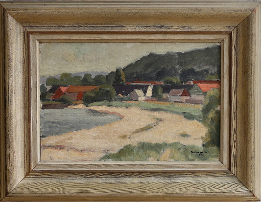 Vintage Art Room Coastal Painting from Sweden