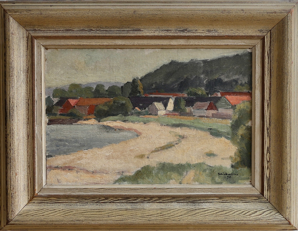 Vintage Art Room Coastal Painting from Sweden